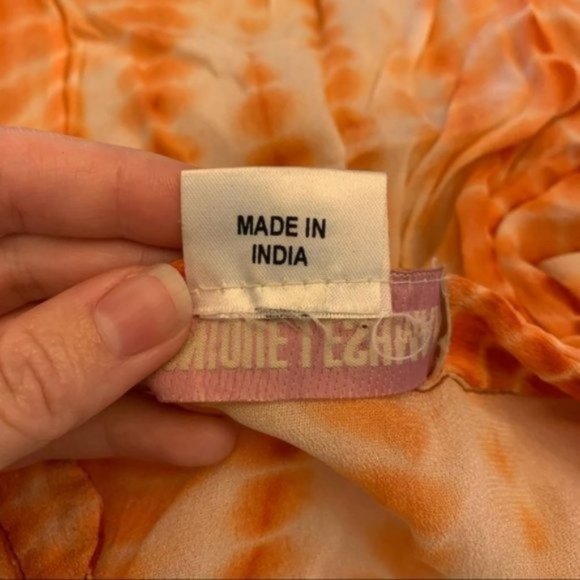 Monique Leshman Tie Dyed Orange Purple Aqua Boho Drawstring Tunic Medium - Picture 8 of 10